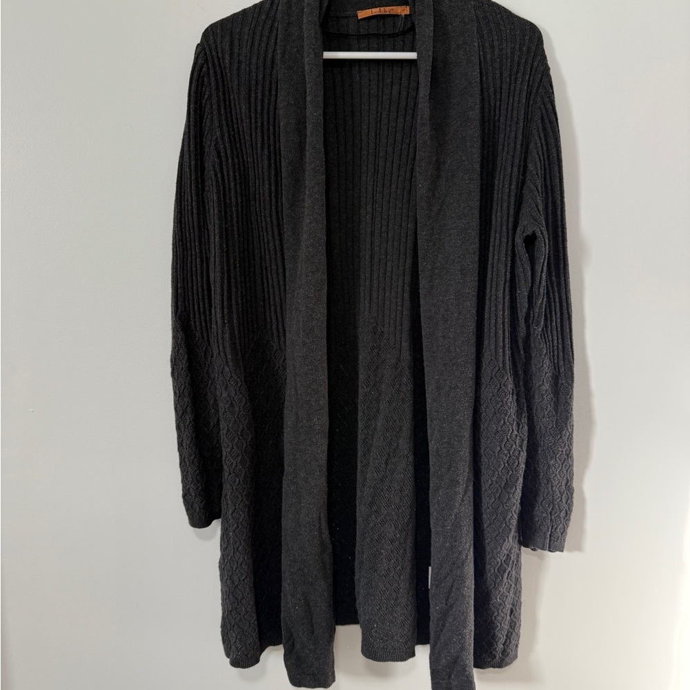Belldini Women’s Charcoal gray Open-Front‎ Cardigan sweater size Large